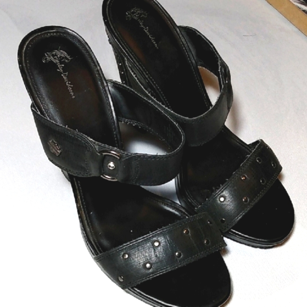 Harley-Davidson Black Sandals with Medium Heel